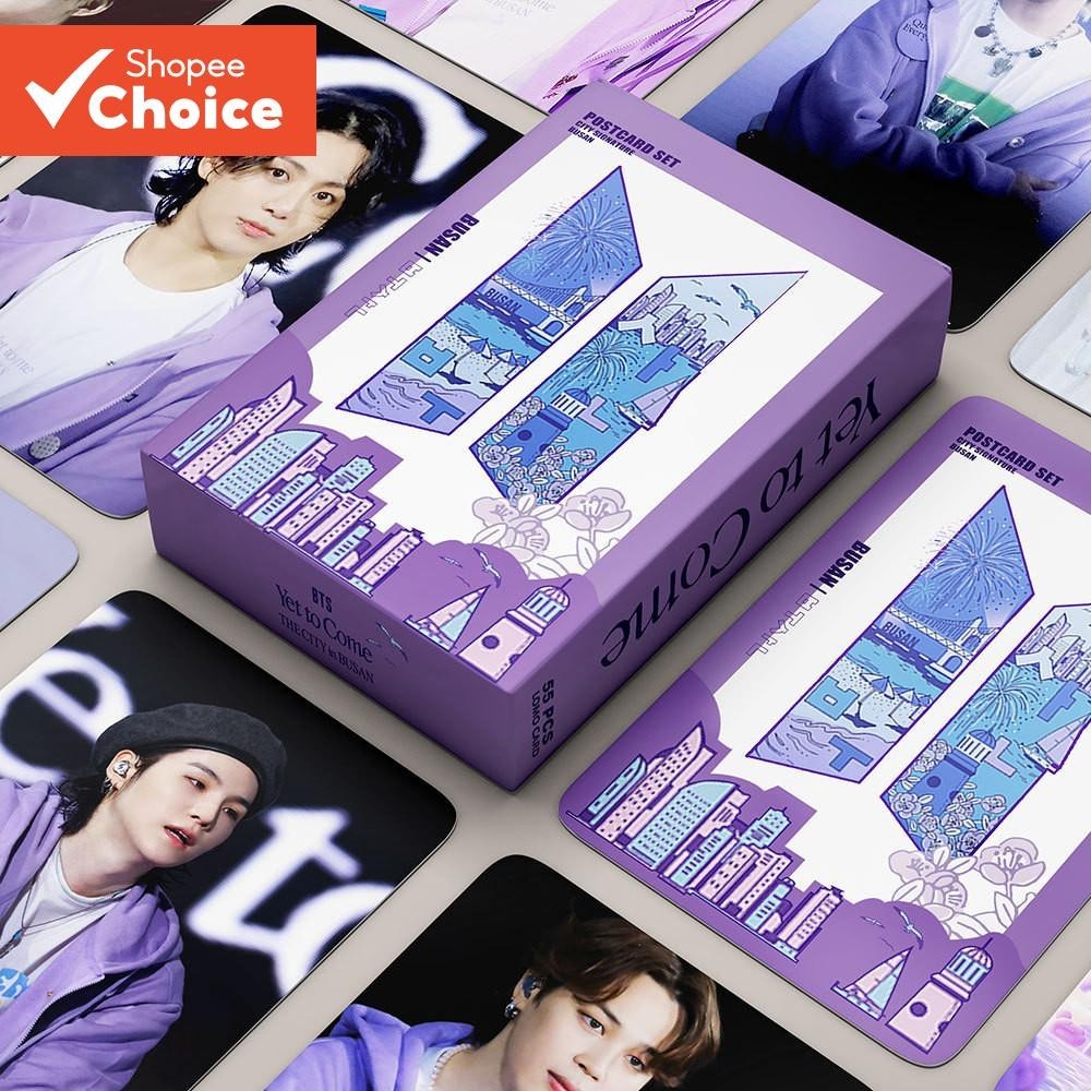 55Pcs/Box Laser Photocards BT21 YTC IN BUSAN Álbum KPOP LOMO Cartão Postal