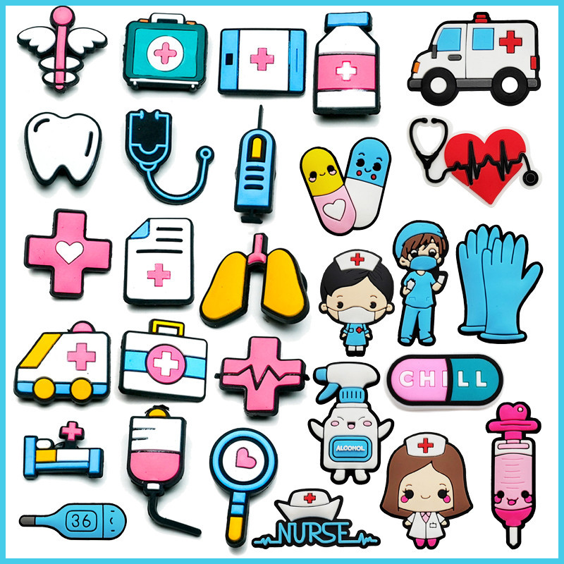 Acessórios para sandálias Pinos PVC Fofo Saúde Enfermeira Doutora Chinelos Sapatos Botão De Encanto