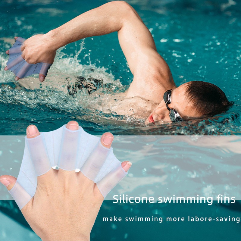 1Pair Unisexo Tipo Rã Cintas De Silicone Flippers De Mão Luvas De Dedo Paddle Water Sports Accessori