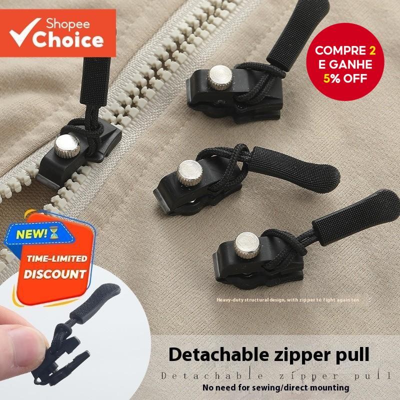 6 Peças Reparador De Zíper Puxa Conjunto De Substituição Removível Bobina De Nylon Sliders Clipe Par
