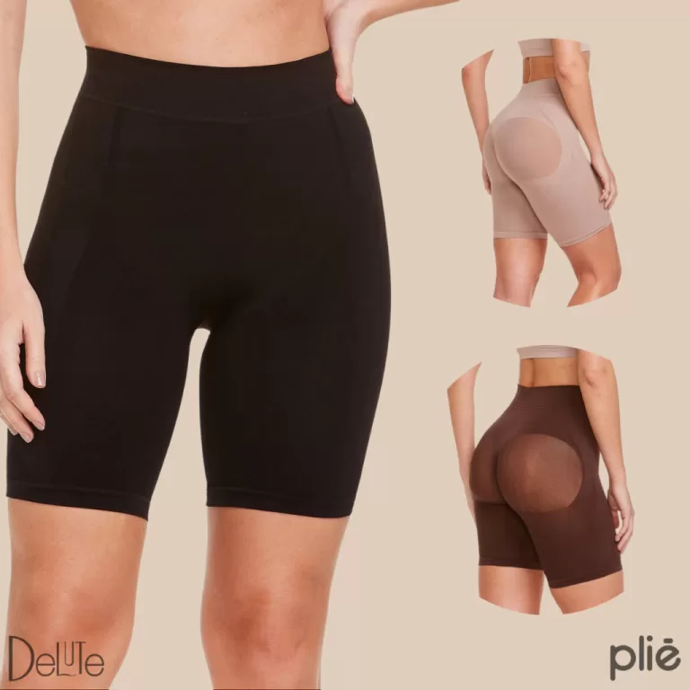 Modelador Feminino Bermuda Plie Cós Baixo Compres