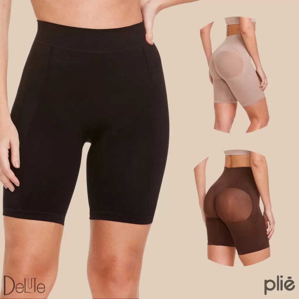 Modelador Feminino Bermuda Plie Cós Baixo Compressão