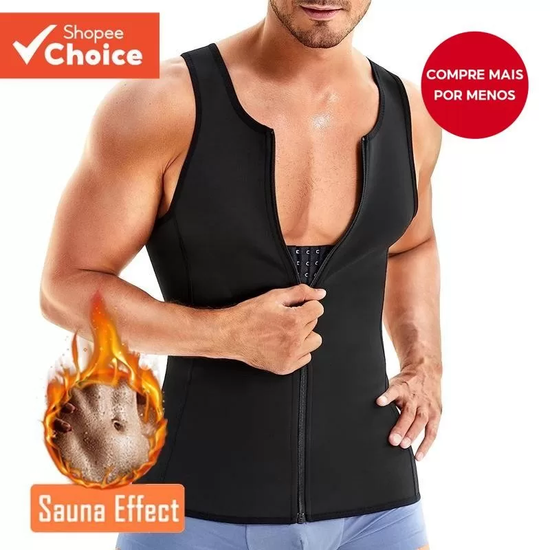 Camisa De Compressão Masculina Venslim  Modelador De Emagrecimento Com Zíper E Controle De Barriga |