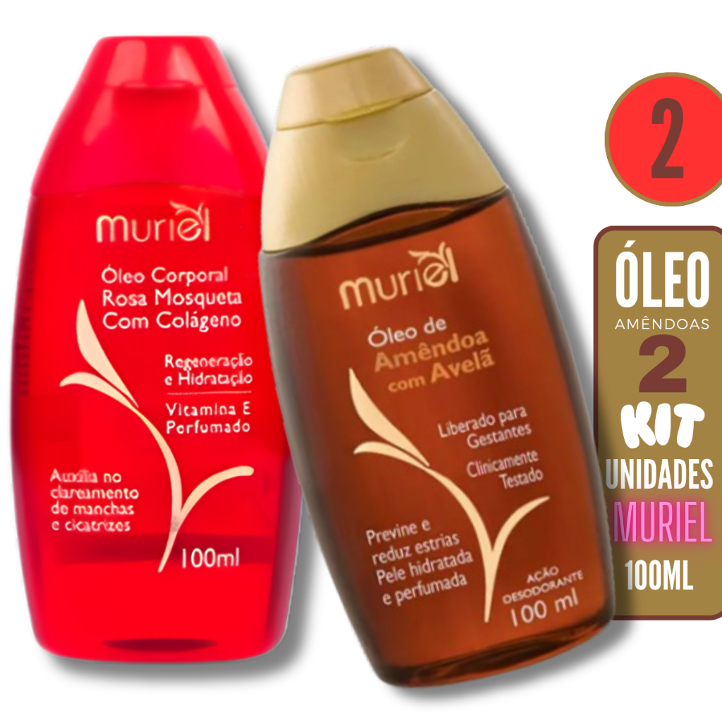 Kit 2 óleo Corporal de Amêndoas 100ML MURIEL ( Escolha o Seu par SORTIDO ou IGUAL)