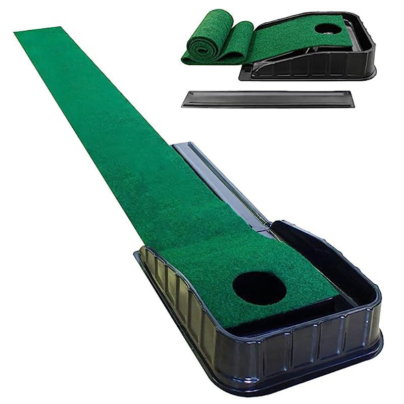 Novo exercitador de taco de golfe, cobertor de treinamento de retorno automático interno, tapete de