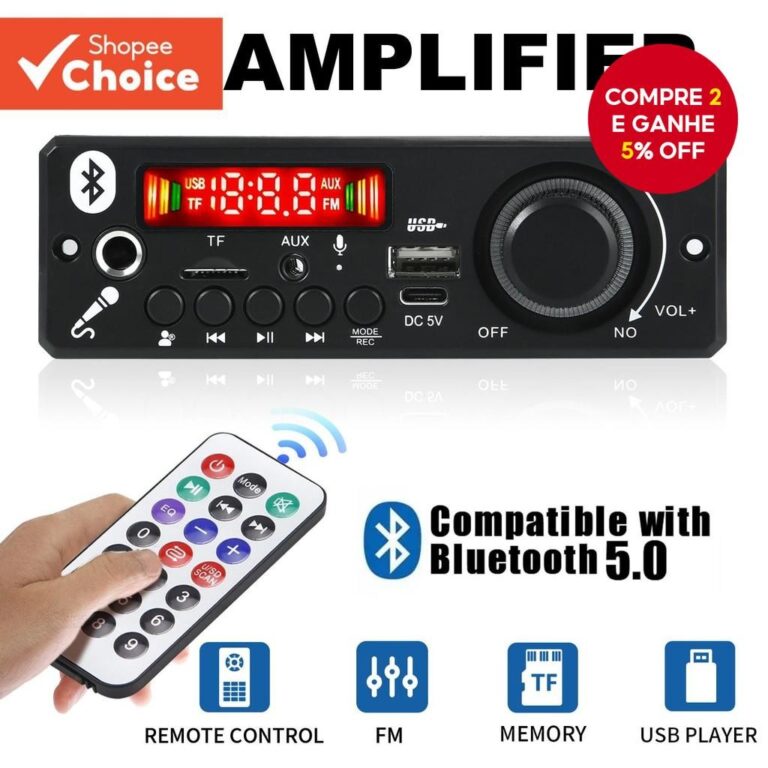 Amplificador 6W DC 5V MP3 WMA Bluetooth 5.0 Módul