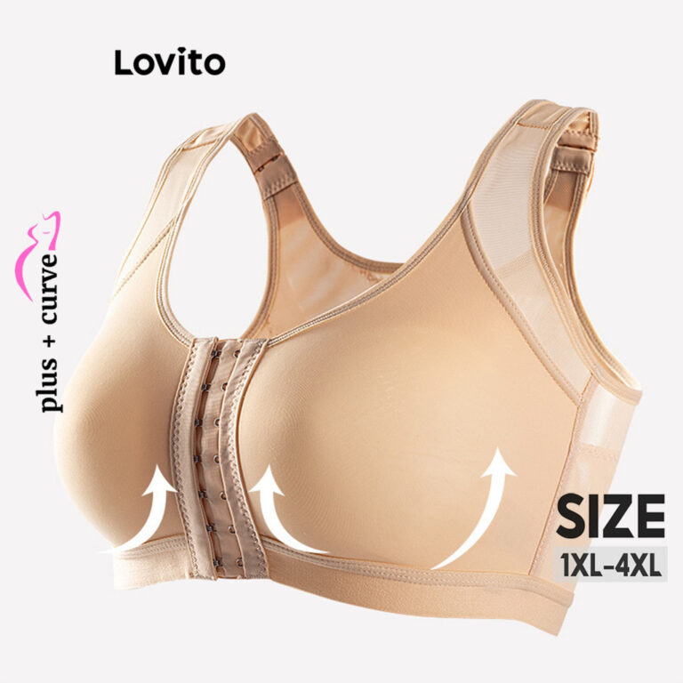 Lovito Plus Size Esportivo Sutiã Feminino Liso co