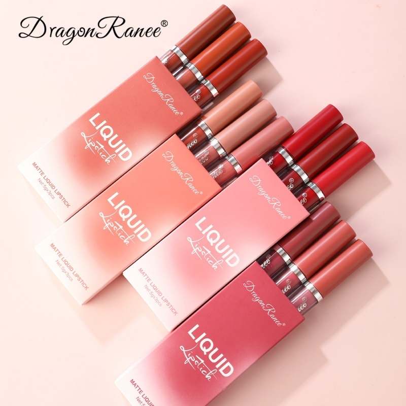 3 Peças De Batom Líquido Veludo Matte/Lip Gloss/Long Lasting Waterproof