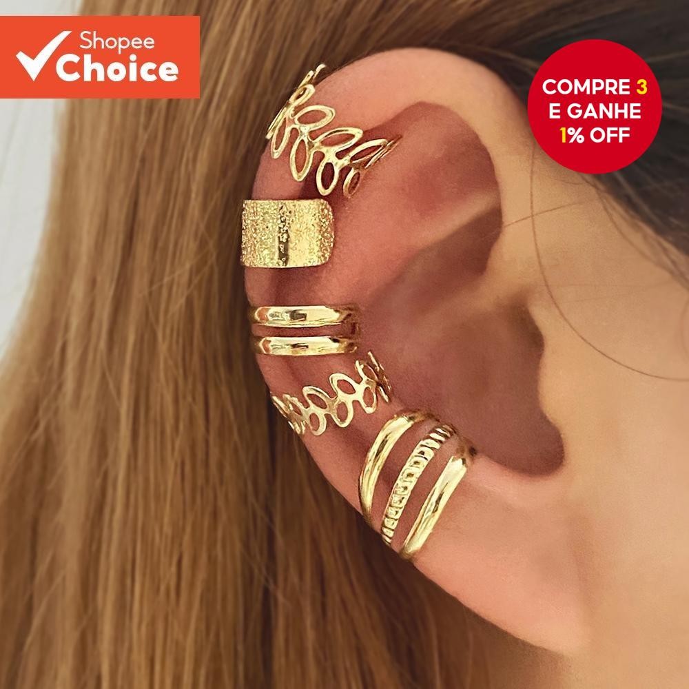 5pcsc Tipo Folha Oca Orelha Osso Clipe Moda Brincos Simples Joias