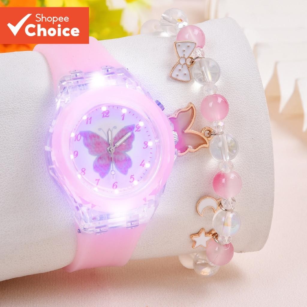 Kegllect Relógio de Quartzo Borboleta Trendy Cute Cartoon Beaded Pulseira Decorativa para Crianças e