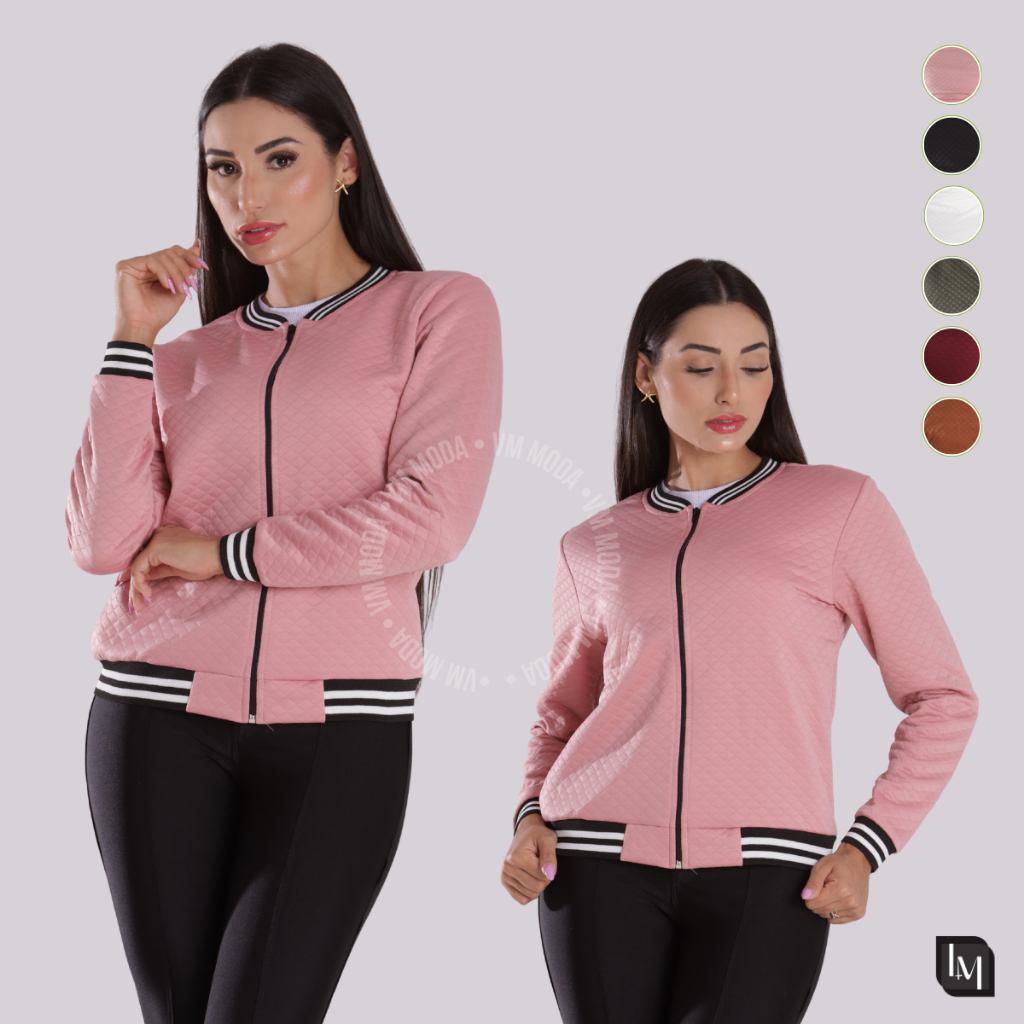 Casaco Feminino Jaqueta Bomber Com Ziper Inverno P ao GG Super Promoção