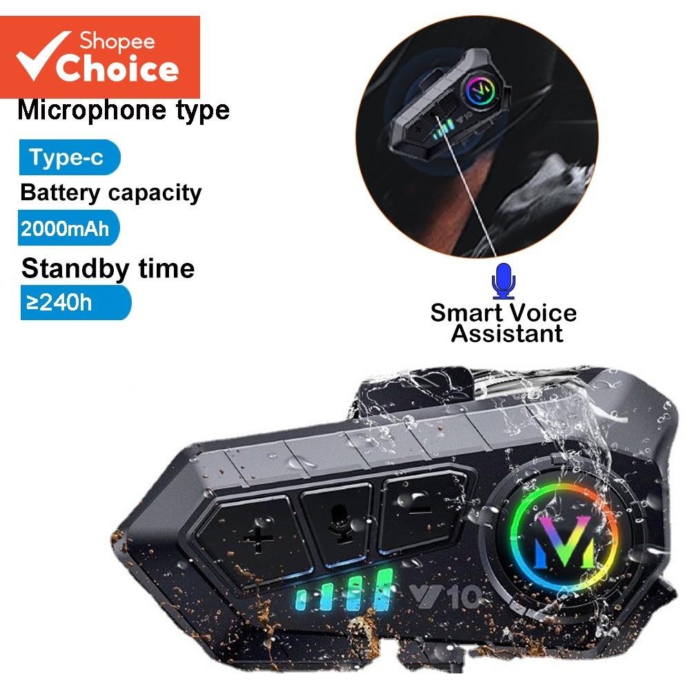 Y10 Fone De Ouvido Bluetooth Para Capacete De Motocicleta 2000Mah Super Long Standby Wireless Mãos-L