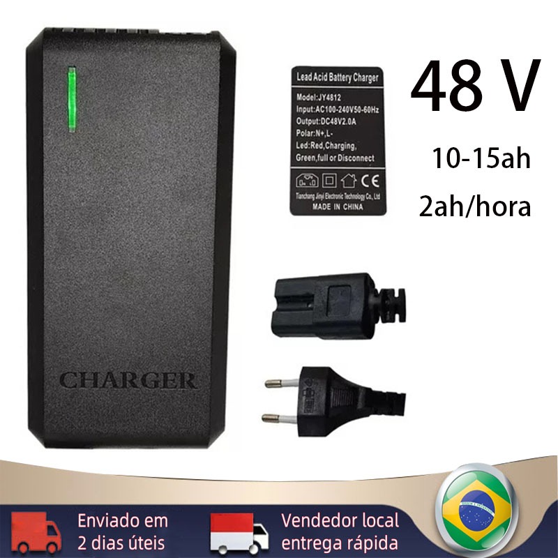 [BR Envio Imediato] Carregador 48v 10-15ah 2ah/Hora Para Bicicletas Elétricas