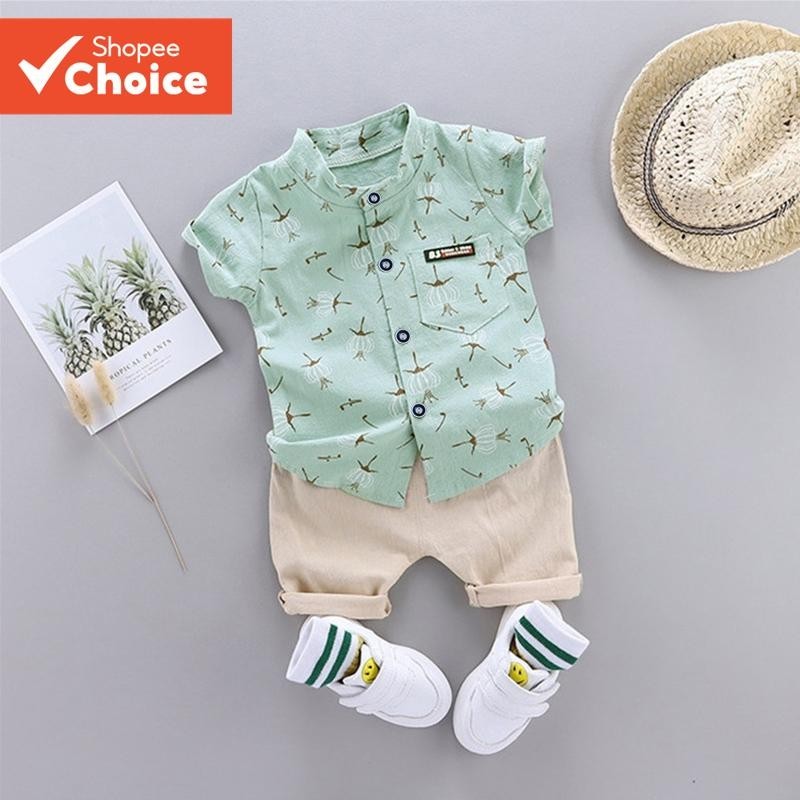 Conjunto De Roupa Para Bebê Menino 0-5 Anos  Camiseta E Shorts De Algodão Com Estampa De Dente De Le