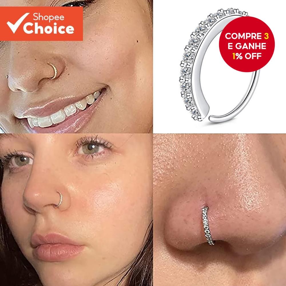 1pc Simples Zircão Cobre Nariz Anel Moda Corpo Piercing Parafuso Prisioneiro Jóias