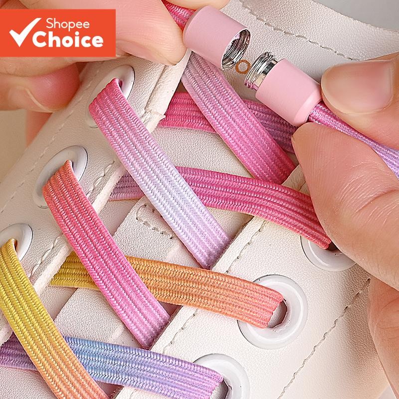 Cadarços Elásticos Sem Gravata Com Fivelas De Pérola Para Tênis Crianças Adultos