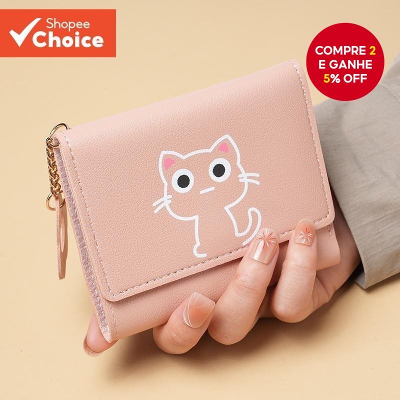 Versão Coreana Da Bolsa Pequena Impressão Curta Bonito E Simples Estudante Multi-Cartão Moeda Dos De