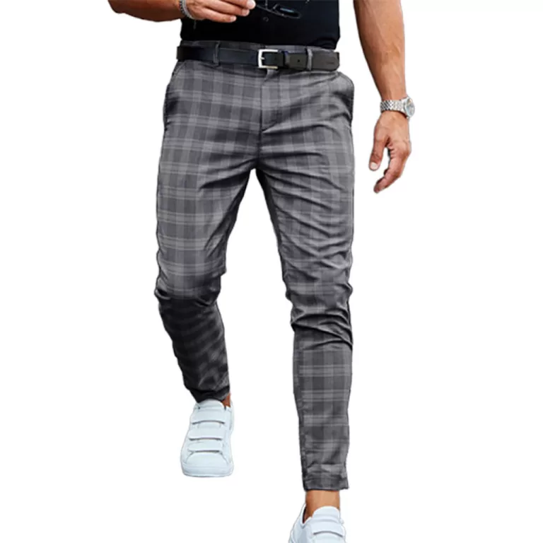 Calças Masculinas De Inverno Vintage Checkered De