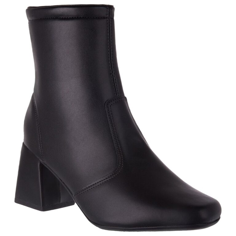 Bota Feminina Coturno Bico Quadrado Cano Curto  Sa
