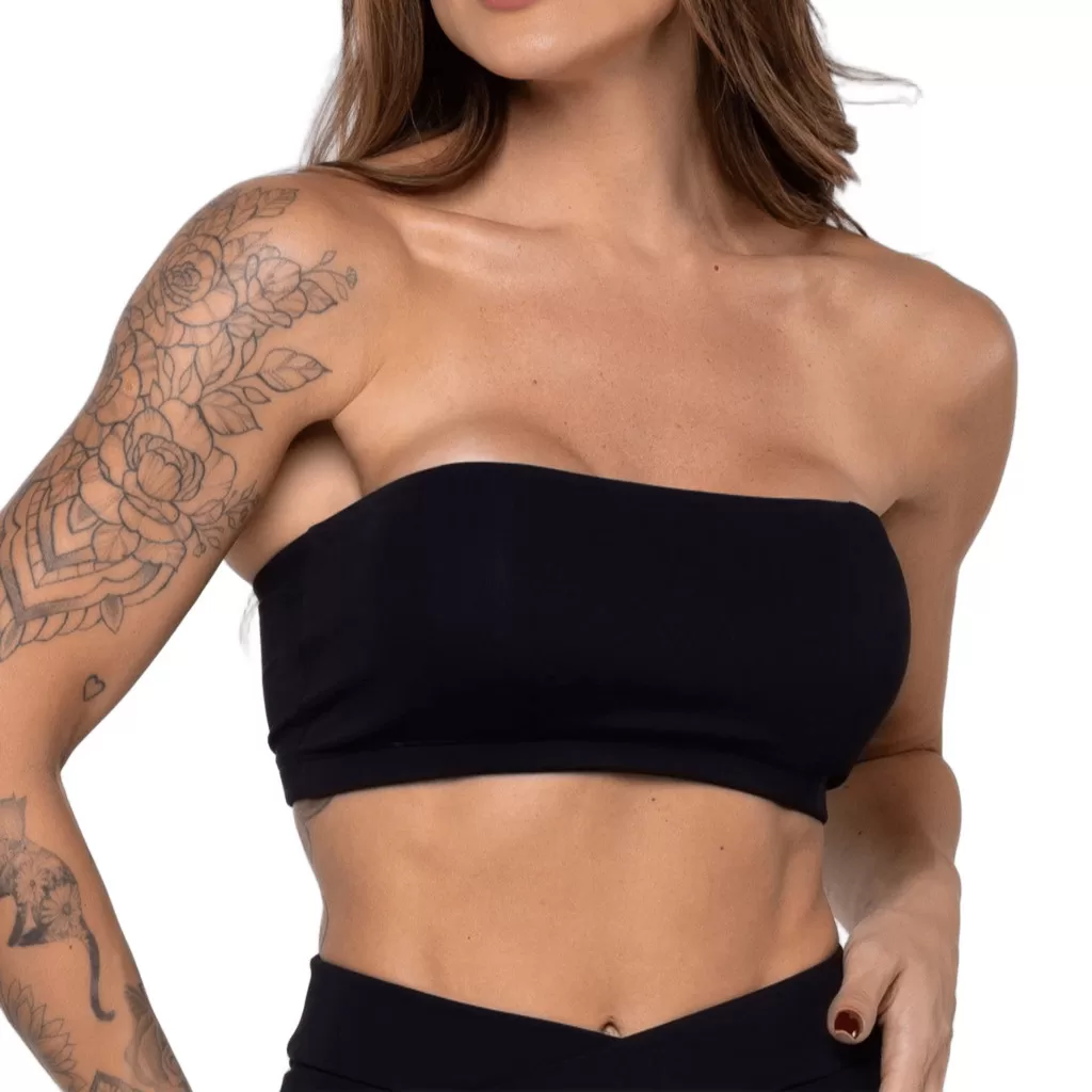 Top Faixa sem Bojo em Cotton Cropped Tomara que Caia com Sustentação Confortável para o Dia a Dia