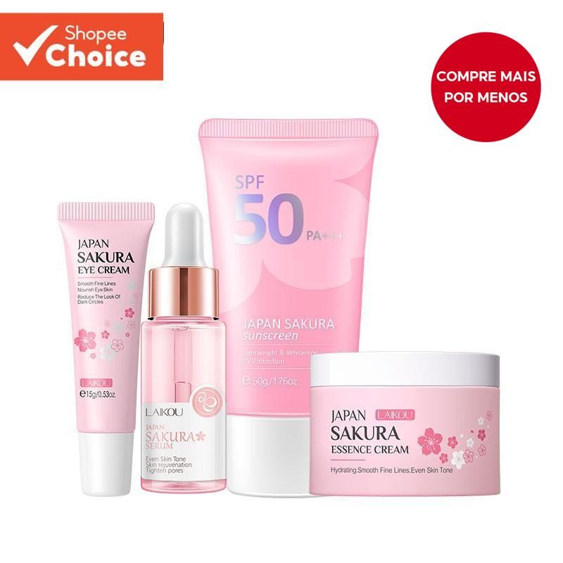 LAIKOU Sakura Soro De Rejuvenescimento Protetor Solar Remover Creme Para Os Olhos Rugas SPF50 4pcs