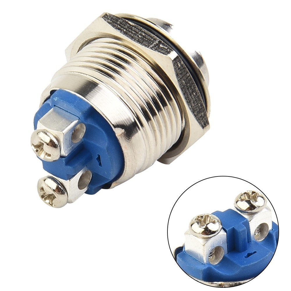 ANP 12V 16mm Botão De Pressão Metálico À Prova Dágua Momentâneo De Arranque Da Buzina De Desligament