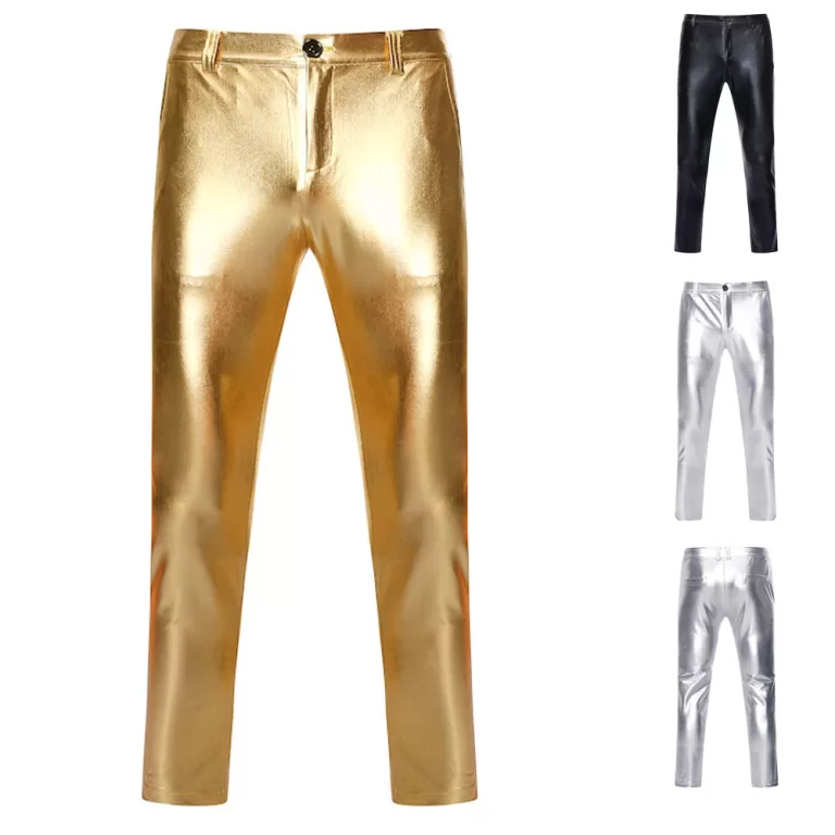 Calça Social Masculina Metálico Brilho Slim Fit 