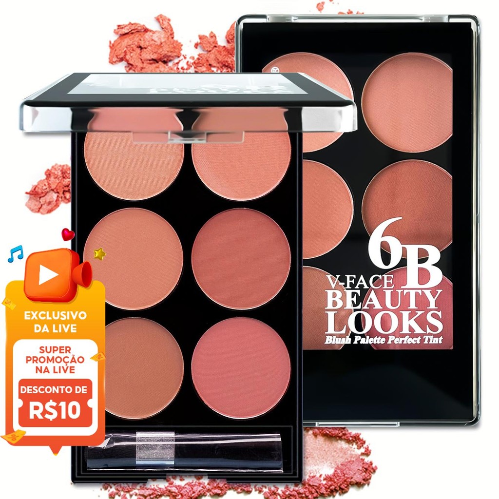 Paleta De Blush Fosco De Seis Cores , Destaque Natural , Pó Facial À Prova Dágua , Uso Durante Todo