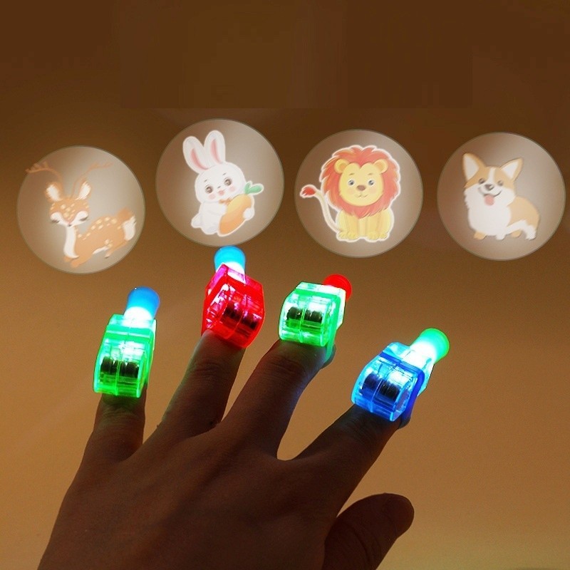 TIMEKEY Desenho Animado Infantil Luz Fofa Espaço Animal Anéis De Projeção Luminoso LED Brinquedos De