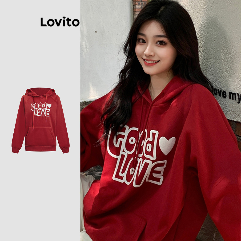 Lovito Moletom casual liso com blocos de cores para mulheres L L117AD0270