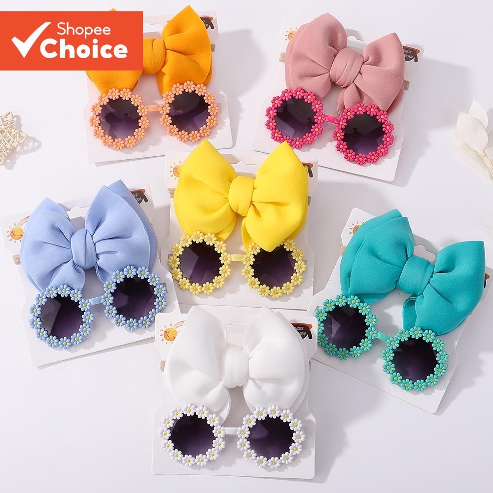 Conjunto De Óculos De Sol E Faixa De Cabeça Boho Baby Com Design De Flor Margarida Para Roupas De Pr