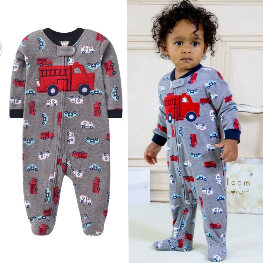Lucky Baby Macacão Bebê Inverno Unissex Fleece Zíper Pé Fechado Estampa Carneirinho Confortável