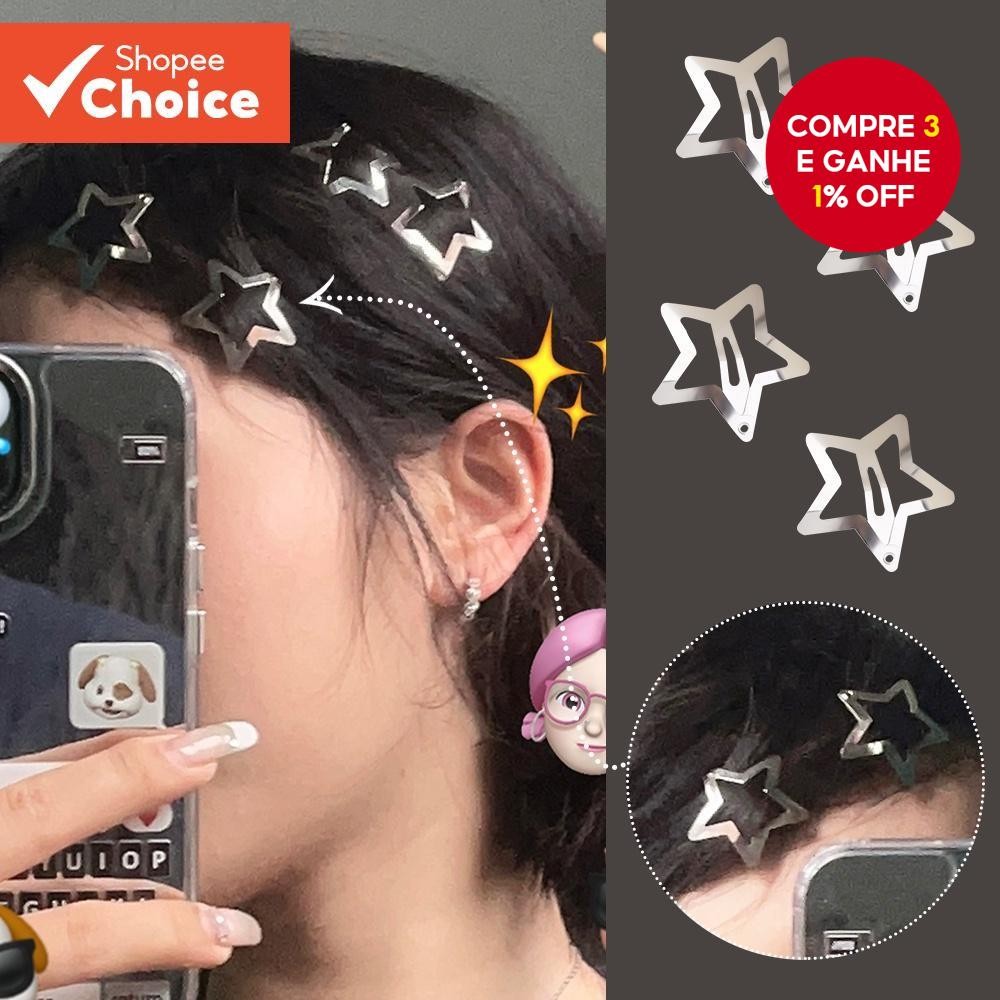 Grampos De Cabelo Elegantes Estrela-Clipes BB Prateados Estilo INS Coreano
