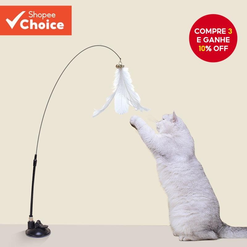 Ventosa Forte teaser De Gato Com Sino Haste Longa Destacável Brinquedo De Auto-Entretenimento Para G