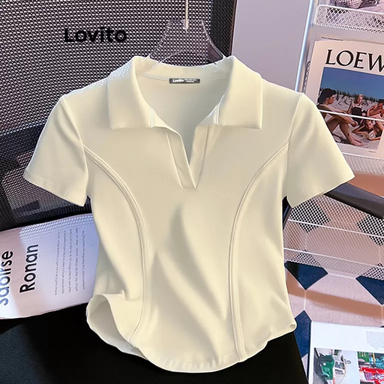 Lovito Camiseta Casual De Verão Com Modelagem Bá
