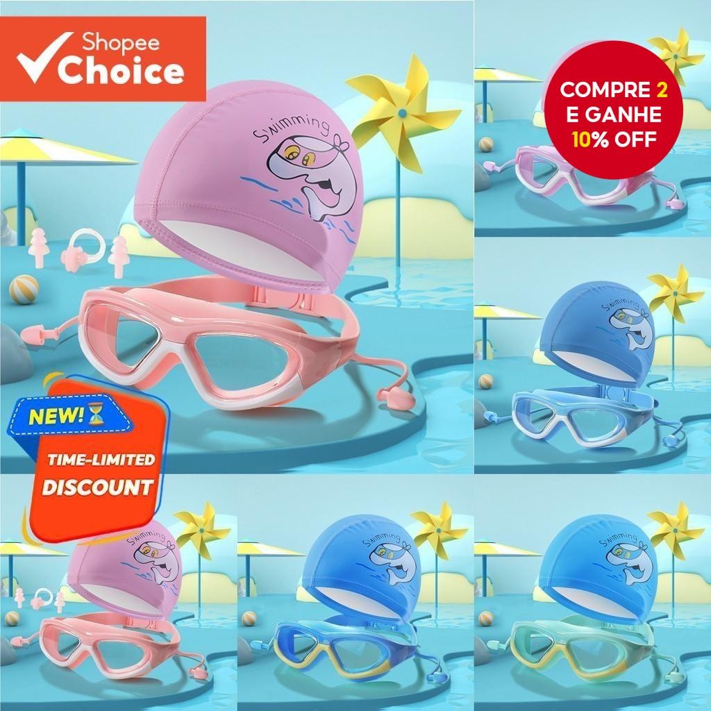 Conjunto De Óculos De Natação Infantis Com Tampas De Silicone Proporcionando Visão Clara À Prova Dág