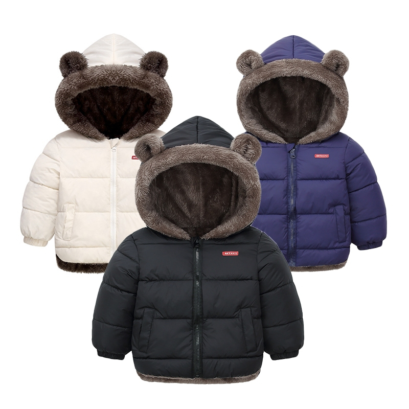 Casacos Espessos Para Crianças Outono Inverno Mais De Veludo Meninas Roupas De Algodão Com Capuz Sól