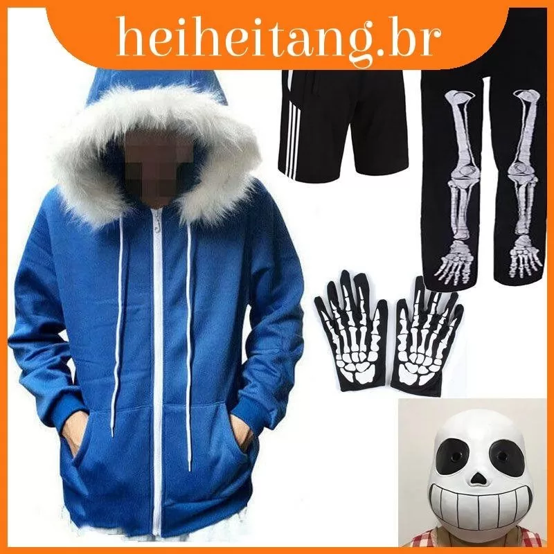Undertale Sans Skull Cosplay Casaco De Jogo Capuz Azul Camisola