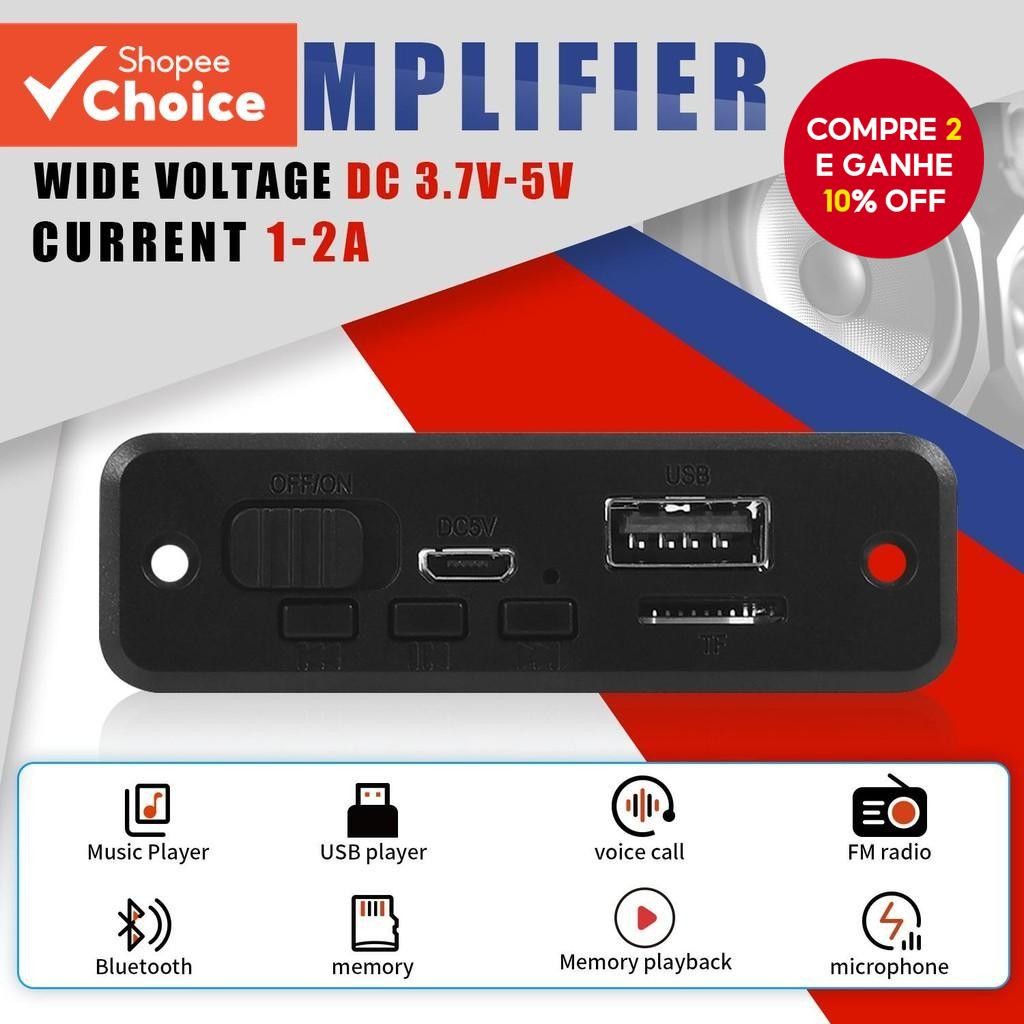 [Shopee Choice] Amplificador 6W DC 5V MP3 WMA Placa Bluetooth 5.0 Módulo De Áudio USB TF Rádio Recep
