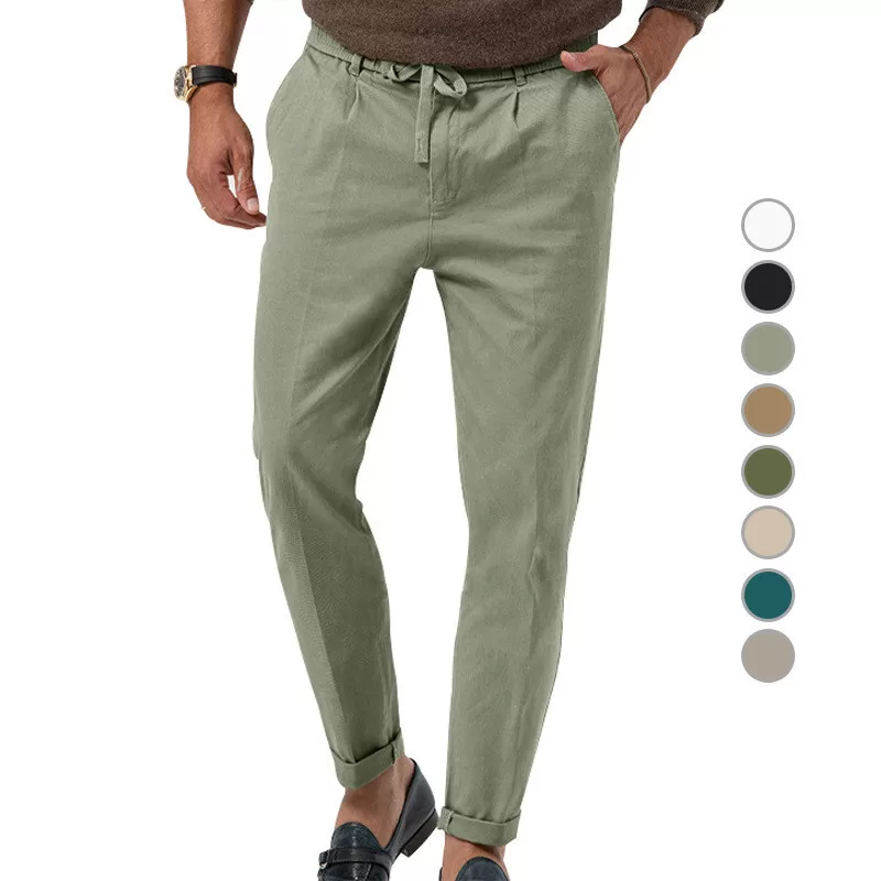 Calça casual Masculina De Tamanho Grande Cor Sólida Reta