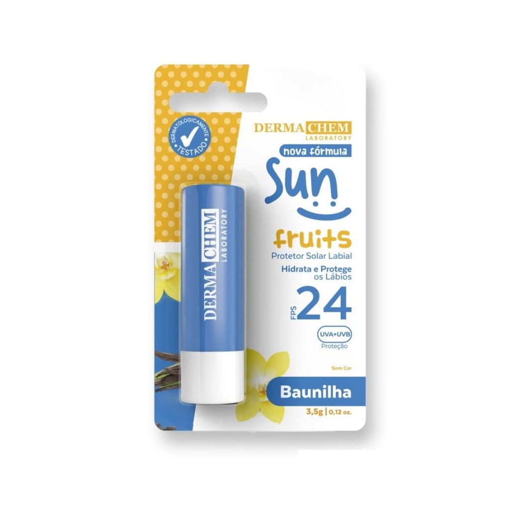 Protetor Solar Labial FPS 24 Baunilha 3,5g Dermachem