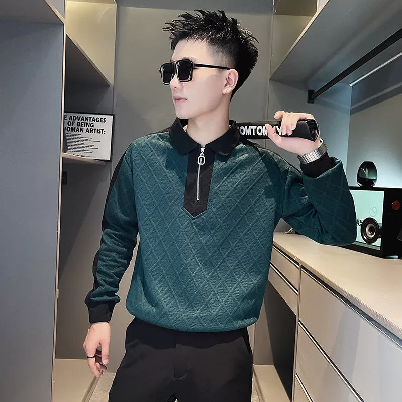 2025 novo estilo High-End meio zíper moletom masculino Street Wear temporada manga comprida camiseta