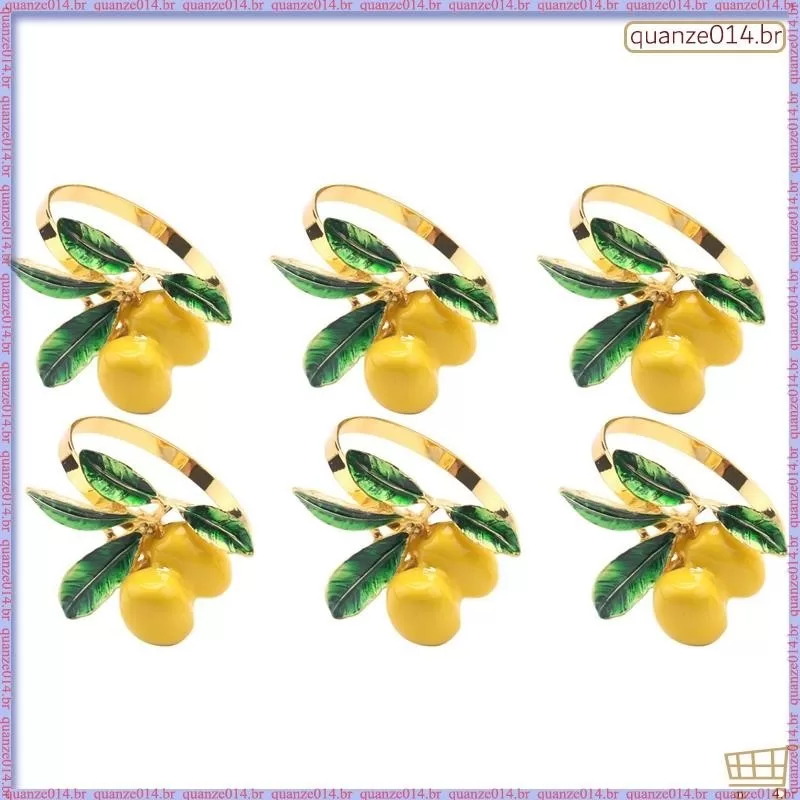 [D K Z C] 6 PCS Anel De Guardanapo De Limão Decoração Ouro