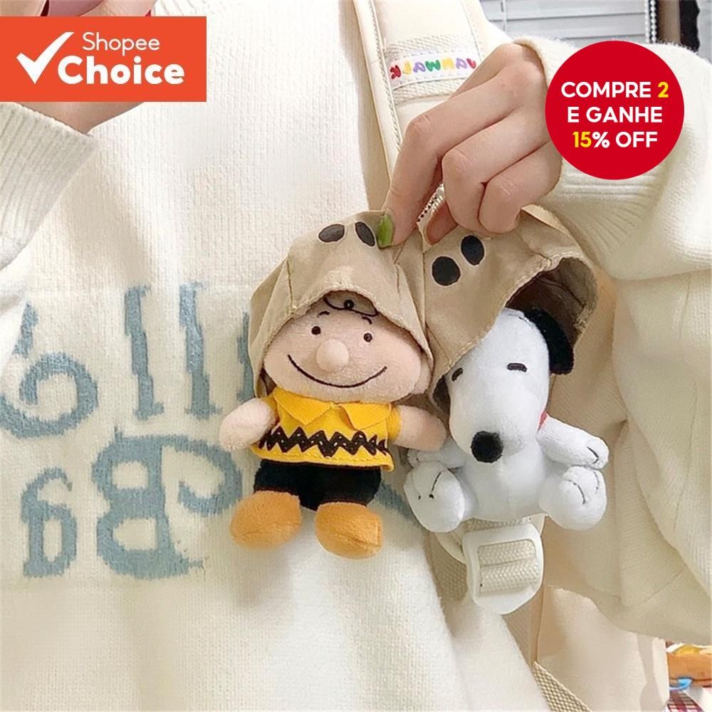 Chapéu Com Capuz Fofo de Pelúcia Snoopy Charlie Brown Boneca Chaveiro Acessório para Chave