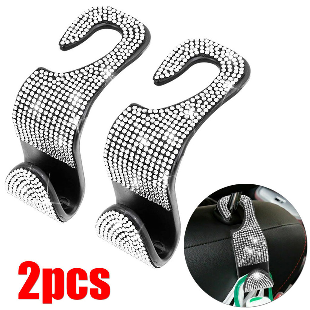 2Pcs Gancho Para O Encosto Do Banco Traseiro Carro Diamantado Acessórios Interiores