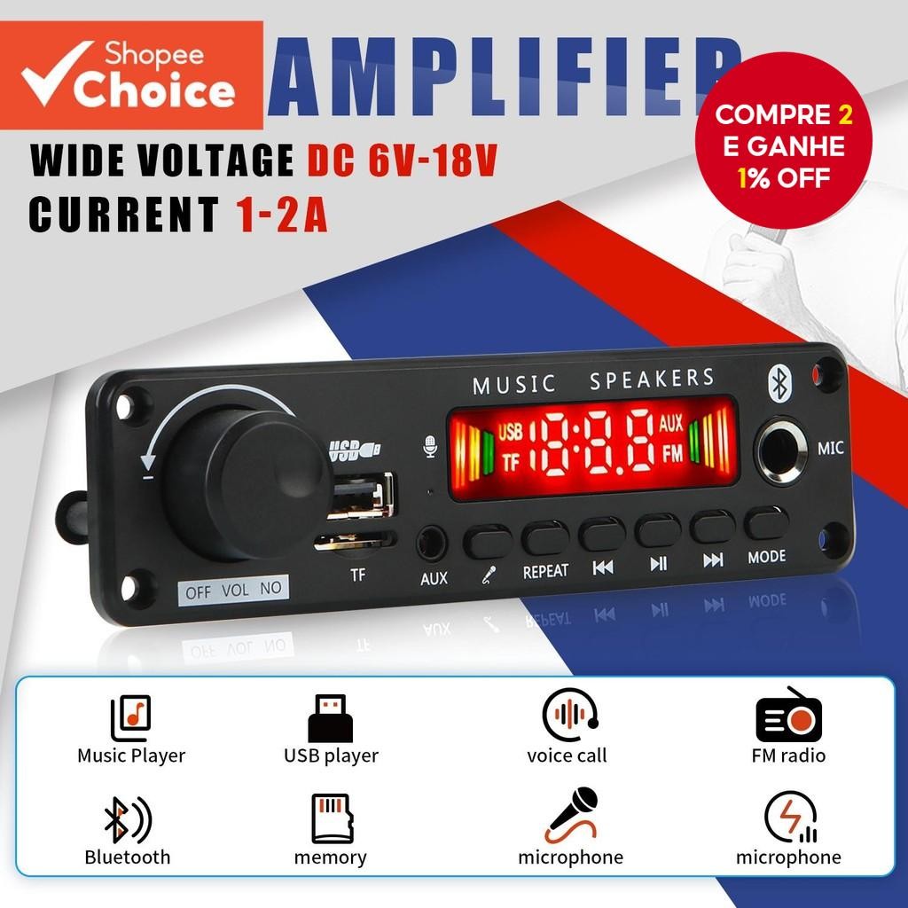 2 * 25W Amplificador MP3 Player Placa 18V Bluetooth 5.0 Módulo De Rádio FM Suporte TF USB AUX