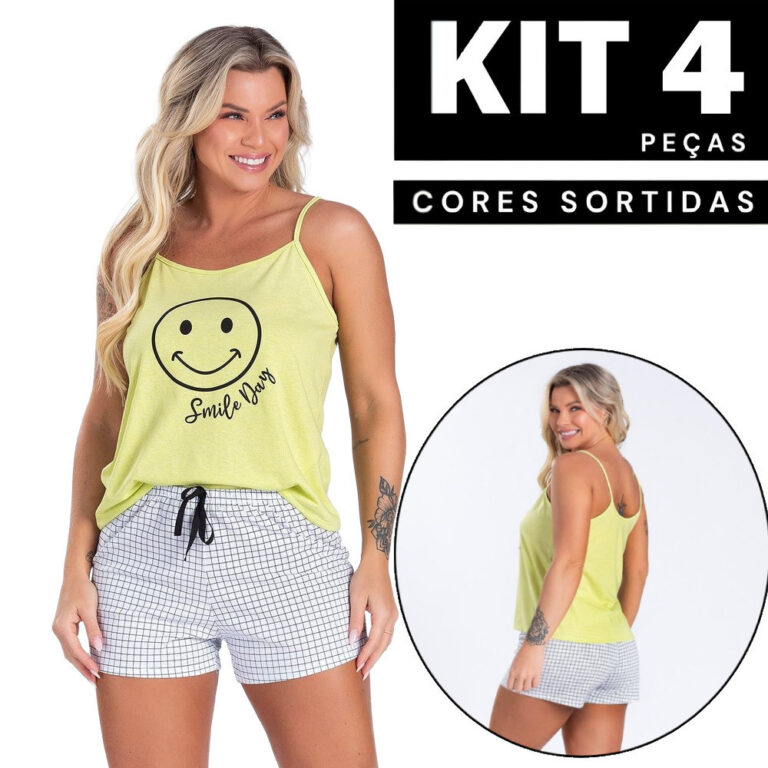 Kit 4 Baby Doll Pijama Feminino Estampado Roupa de