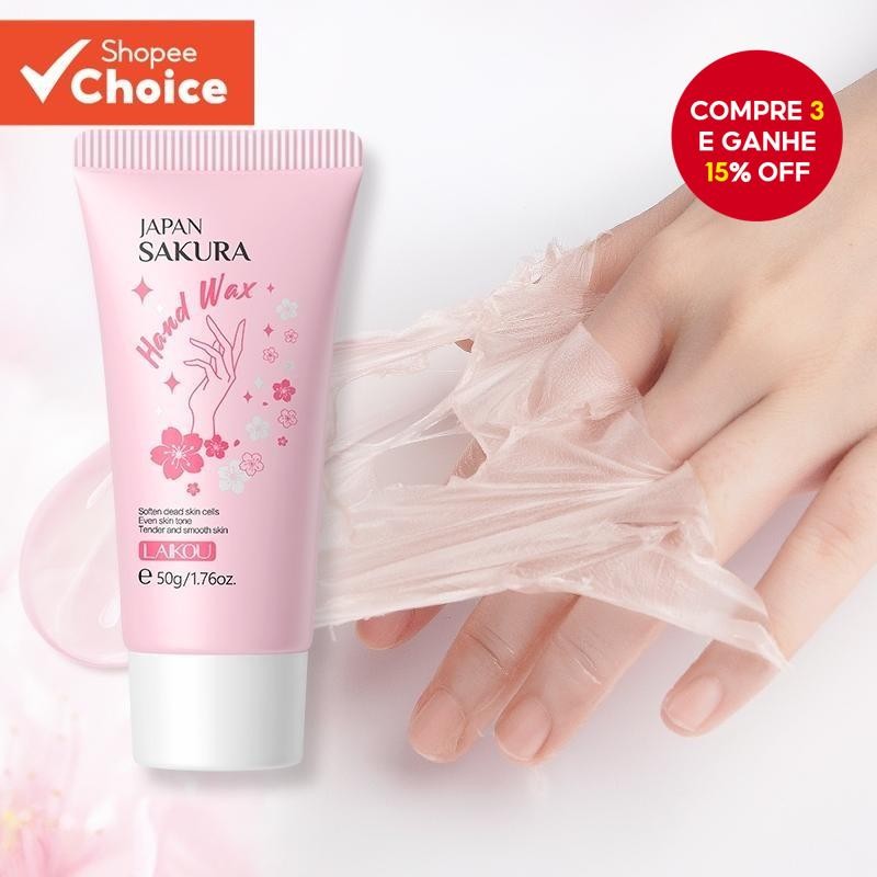 LAIKOU Japão Sakura Cera De Mão Niacinamida Brighte n Pee l Máscara Esfoliante Nutritivo Suave Spa 5