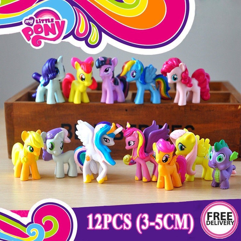 12 Pcs/Set Random Color My Little Pony PVC Cake Topper Números De Ação Para Crianças/Meninas