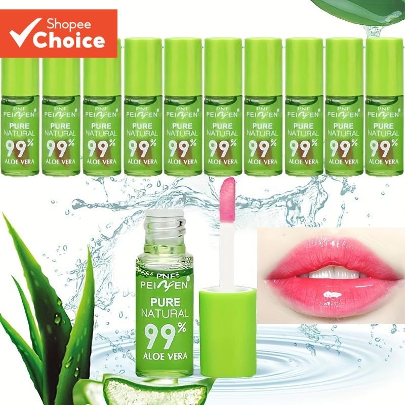 10 Bastões Hidratante Aloe Vera Bálsamo Labial Anti-Rachaduras Linhas Labiais Batom Colorido